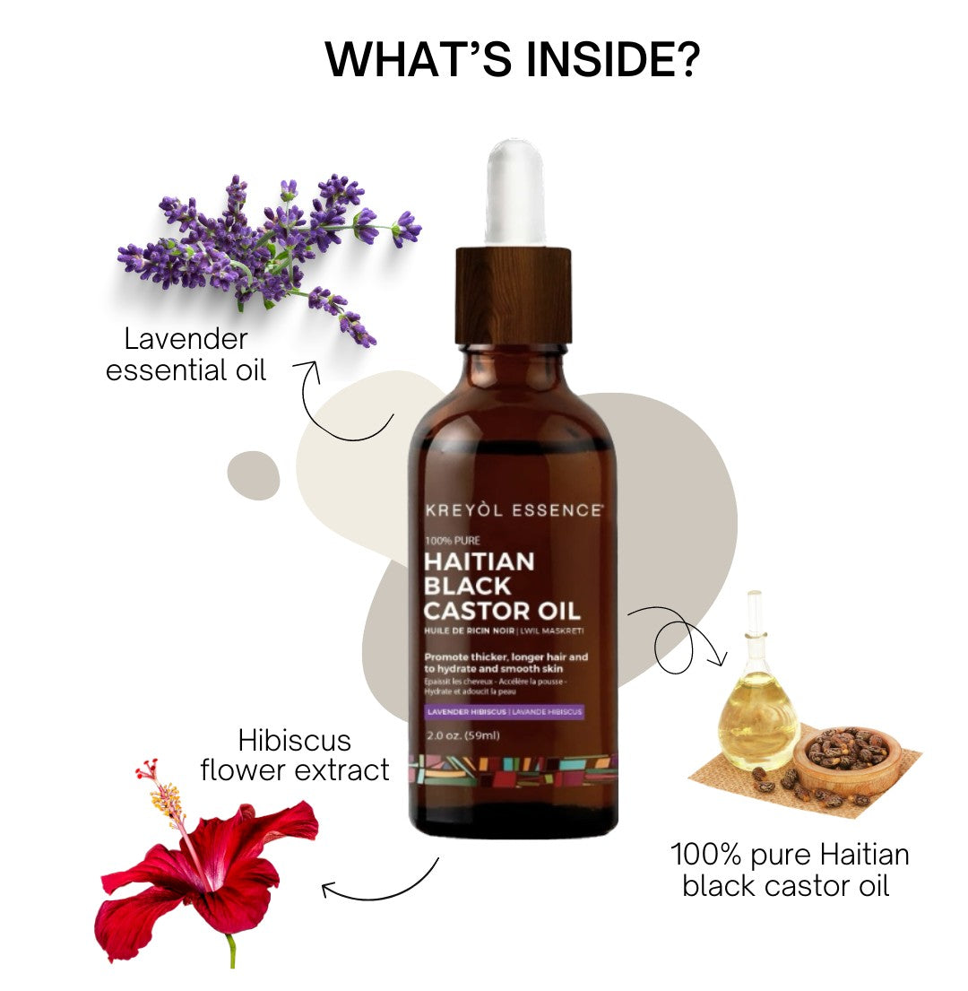 Haitian Black Castor Oil: Organic Lavender Hibiscus (2oz) - Kreyol Essence