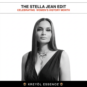 Kreyòl Essence Stella Jean Haitian Heritage Hair Duo gift set featuring hair care products in a stylish box.