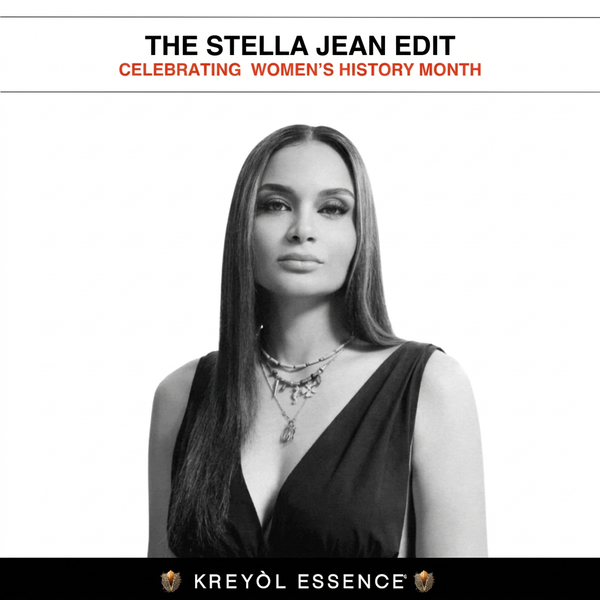 Kreyòl Essence Stella Jean Haitian Heritage Hair Duo gift set featuring hair care products in a stylish box.