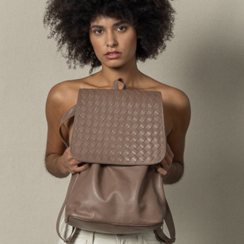 Woven Backpack (Taupe) - Kreyol Essence