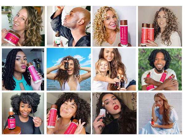 Kreyòl Essence So Smooth anti-frizz styling mousse in an 8oz bottle, shown with customers in the background.