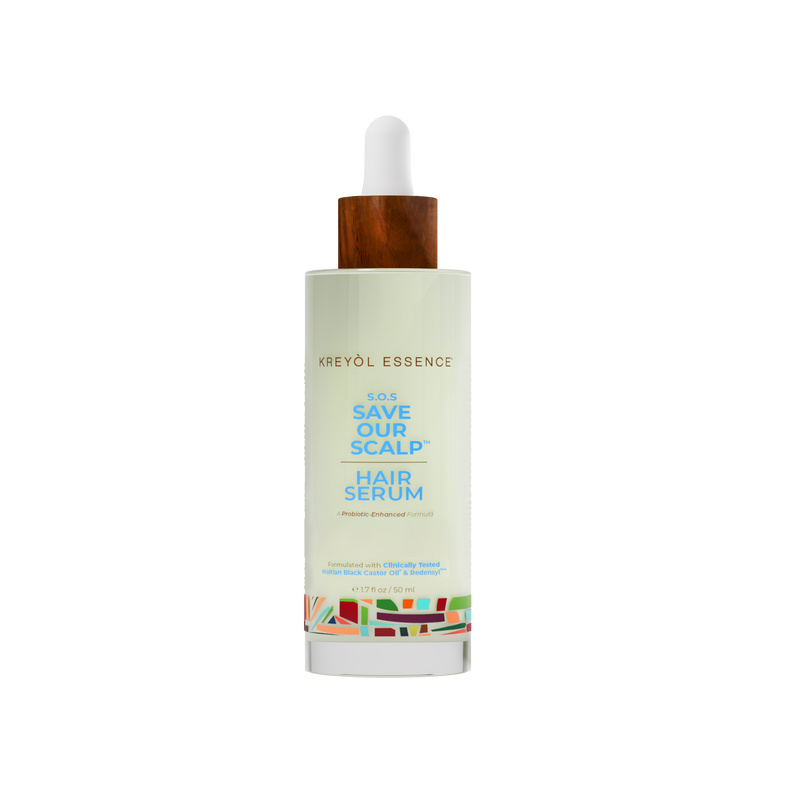 Kreyol Essence Save Our Scalp S.O.S daily hair serum in 1.7oz bottle, focused on scalp and hair health.