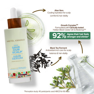 Kreyol Essence Save Our Scalp S.O.S daily hair serum bottle with dropper for scalp and hair health care.