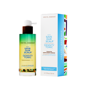 Kreyòl Essence Save Our Scalp peptide and clove hair treatment spray in a spray bottle for scalp and hair nourishment.