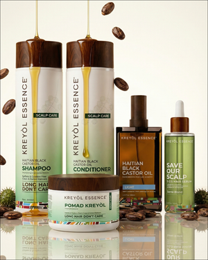 Kreyòl Essence Stella Jean Haitian Heritage Hair Duo in a value and gift set, featuring natural hair care products with vibrant packaging