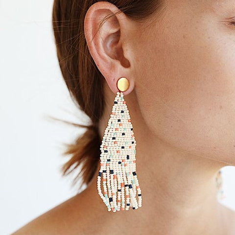 Annie Beaded Fringe Earring: Confetti - Kreyol Essence