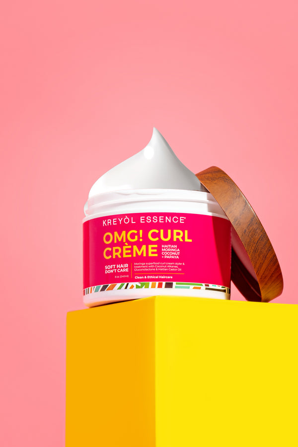 Kreyòl Essence OMG Curl Defining and Moisturizing Cream in 8oz jar, styling product for defining and moisturizing curls.