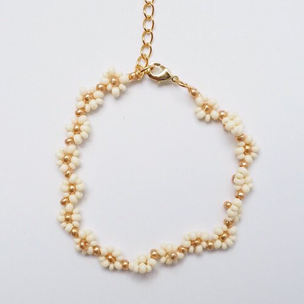 Daisy Chain Bracelet (CREAM/GOLD) - Kreyol Essence
