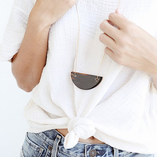 Demi Circle Necklace: Horn