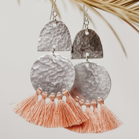 Bella Fringe Earrings: Pale Rose - Kreyol Essence