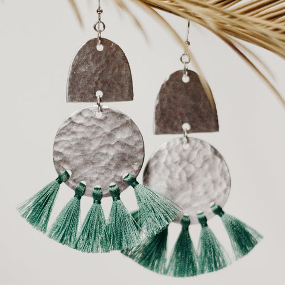 Bella Fringe Earrings: Emerald - Kreyol Essence