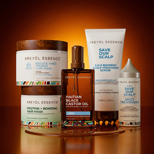 Kreyòl Essence F*** Alopecia full-strength hair treatment system bottle with dark hue, designed to support scalp and hair recovery.