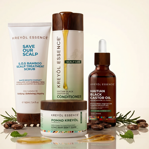 Kreyòl Essence Intense Scalp and Grow Rosemary Mint Wash Day System gift set with shampoo, conditioner, and treatment products.