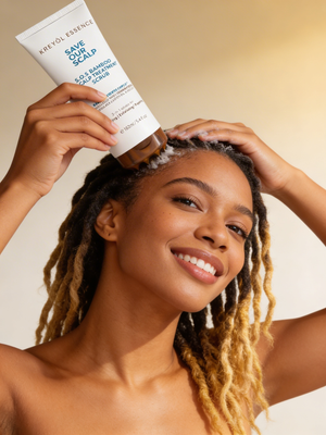 Kreyòl Essence Stella Jean Haitian Heritage Hair System locs scrub in a value and gift set, designed for natural hair care.