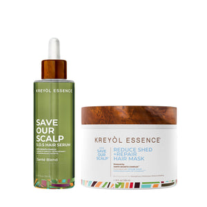 Kreyòl Essence Lori's Clinically-Tested Thicker & Fuller Hair Duo in a value and gift set with hair care products.