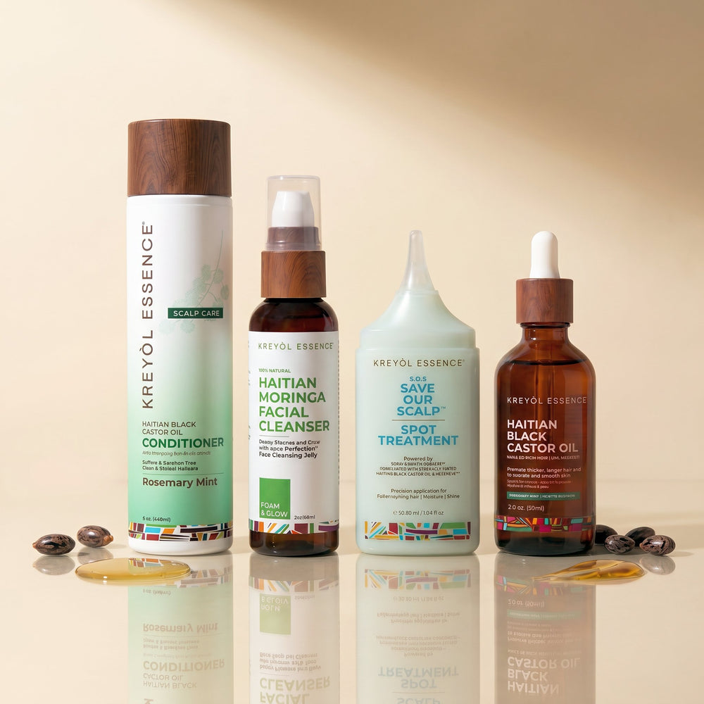 Kreyòl Essence The Everyday King gift set featuring men's skincare products in a stylish bundle.