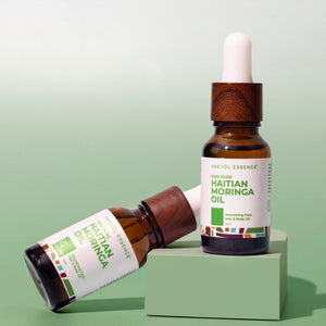 Kreyòl Essence Haitian Moringa Oil duo bottles, 15ml face oils for skincare, featuring natural ingredients from Moringa plant