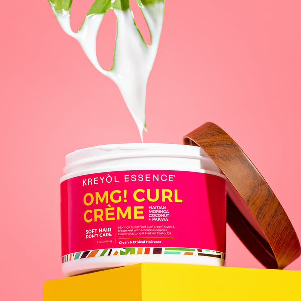 Kreyòl Essence OMG Curl Defining & Moisturizing Cream in 8oz jar, styling product for curl definition and moisture.