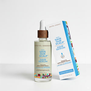 Kreyol Essence S.O.S Hair Serum in two 30ml bottles, nourishing hair serum for healthy, shiny hair.