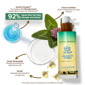 Kreyol Essence postpartum hair loss recovery kit infographic showing scalp and hair health tips for new moms.