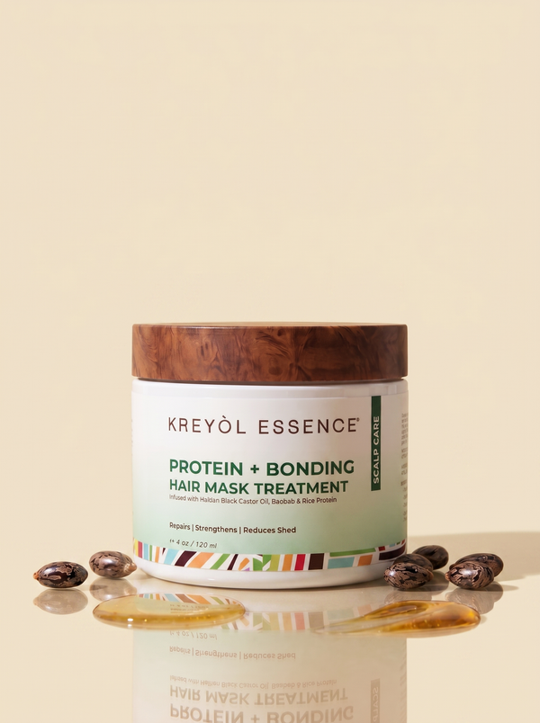 Kreyòl Essence Rice Protein "Give Me Strength" Hair Mask in 4oz jar, nourishing hair treatment with rice protein for strength