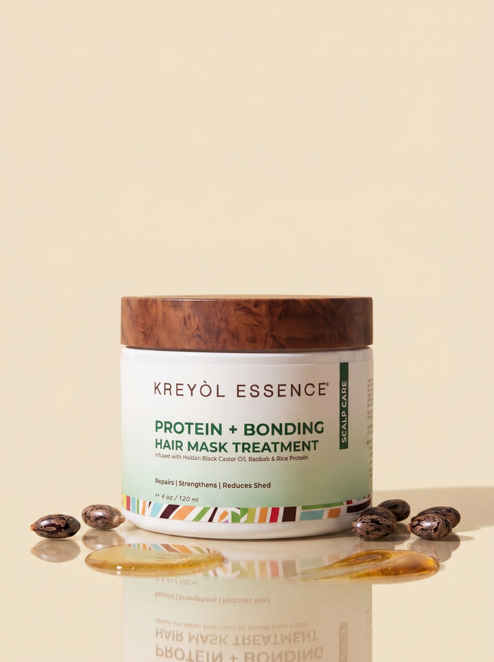 Kreyòl Essence Rice Protein "Give Me Strength" Hair Mask in 4oz jar, nourishing hair treatment with rice protein for strength