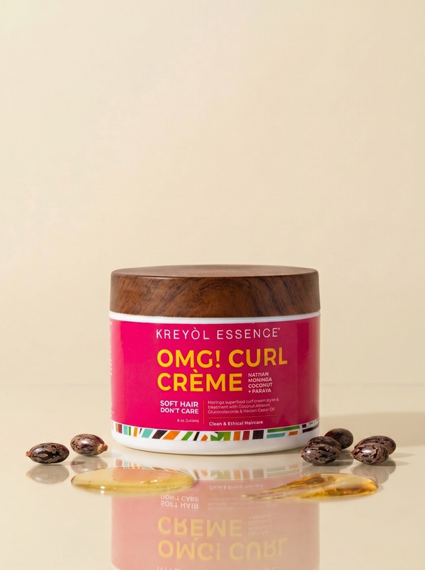 Kreyòl Essence OMG Curl Defining & Moisturizing Cream in 8oz jar, styling product for curl definition and moisture.