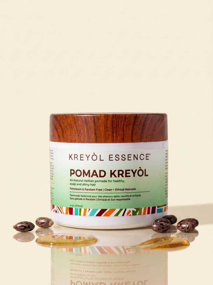 Kreyòl Essence Pomad Kreyòl Natural Scalp Balm hair treatment in 4oz jar, soothing and promoting hair growth on scalp