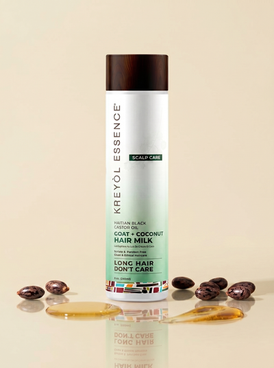 Kreyòl Essence Rosemary Mint + HBCO scalp care shampoo bottle, 8oz, with rosemary and mint ingredients for hair cleansing