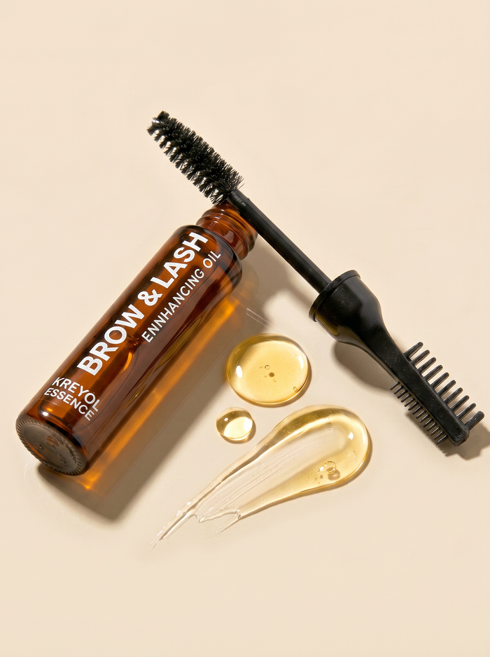 Kreyòl Essence Brow and Lash "Be Full" Enhancing Serum in a sleek bottle, designed to promote fuller eyebrows and eyelashes.