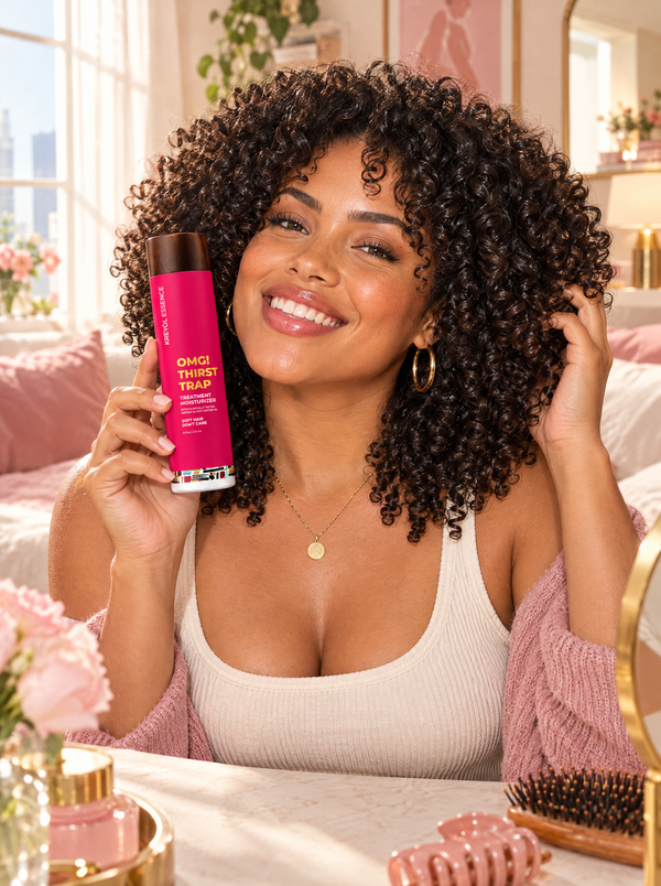 Kreyòl Essence Thirst Trap Hair Moisturizer 8oz bottle with a pump, designed for nourishing and hydrating hair.