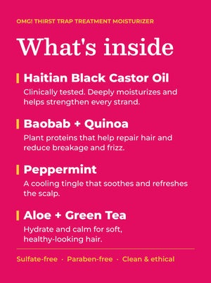 Kreyòl Essence OMG! Thirst Trap Hair Moisturizer 8oz bottle with ingredients displayed on the label.