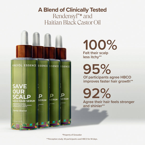 Kreyol Essence Save Our Scalp Serum in 1.7oz bottle, promoting scalp and hair health with natural ingredients.