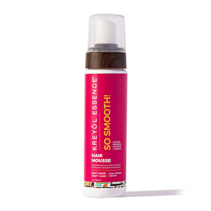 Kreyòl Essence So Smooth Anti-Frizz Styling Mousse in 8oz bottle, lightweight hair styling product for frizz control