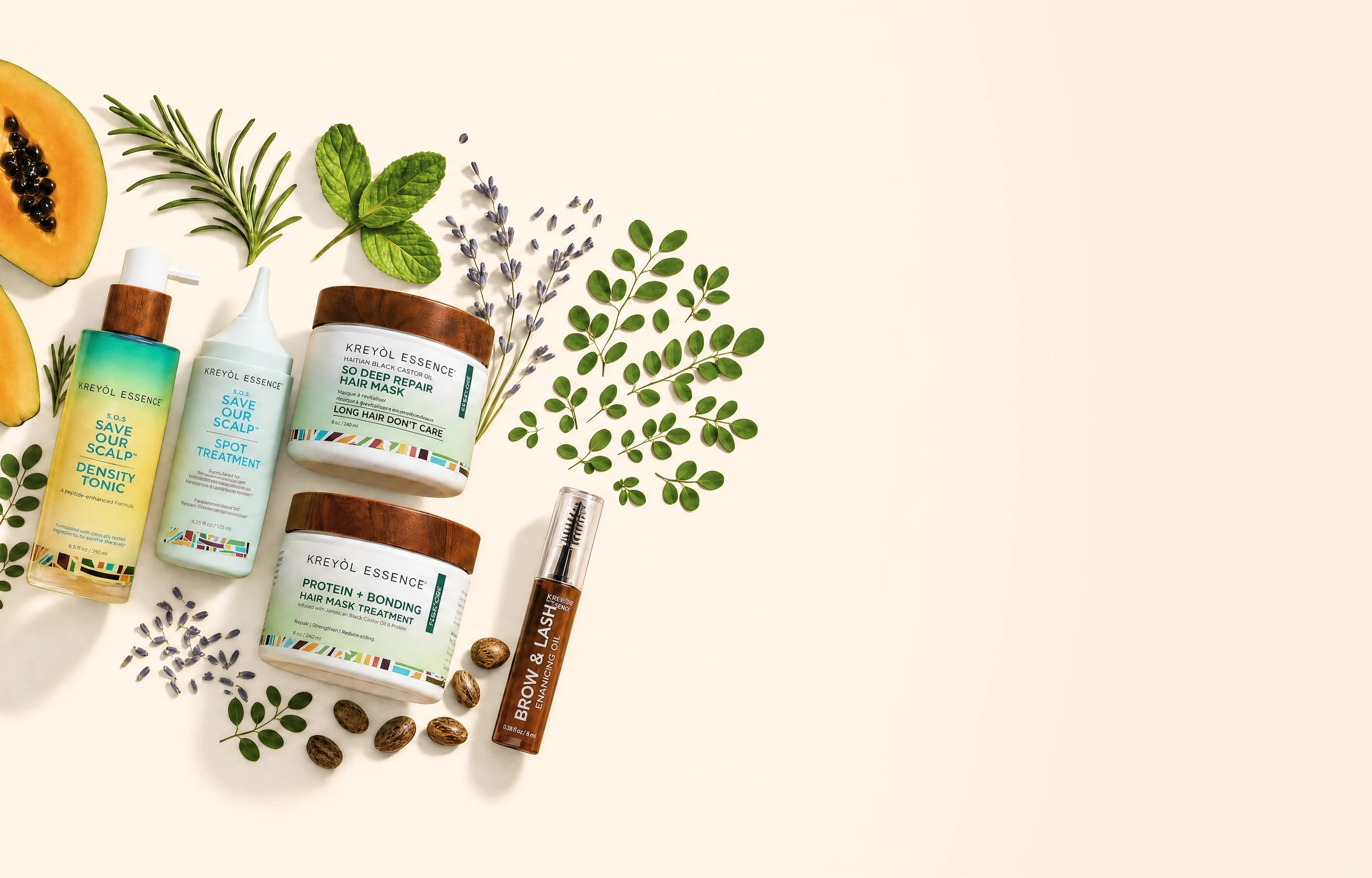 The GLP-1 Hair Plan products with papaya, rosemary, mint and lavender